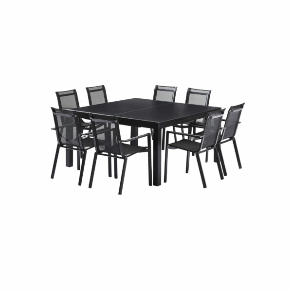 Ensemble Black Star 8/12 Mobilier de Jardin Alu Wilsa Garden