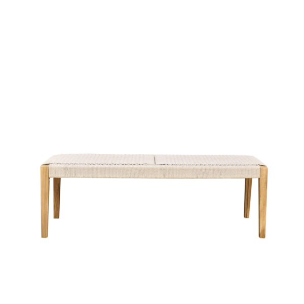 800043 Banc en teck massif et cordage beige CALVI